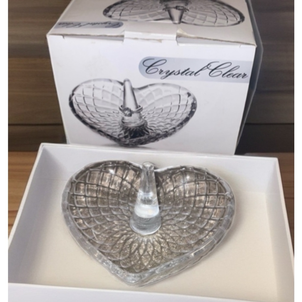 Crystal Ring Holder- Heart-Shaped Crystal Ring holder. New in original box